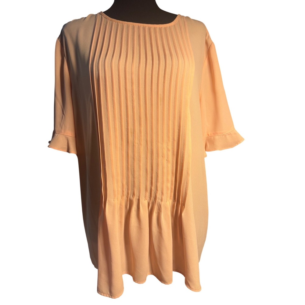 The Limited Collection Peach Pleated Sleeveless Blouse High Neck Womens Large